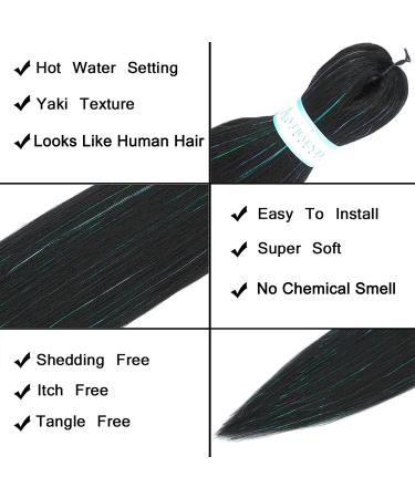 Ombre Pre Stretched Braiding Hair 22 Inch - 8 Packs Sparkle Braids Crochet Hair | Yaki Texture, Heat Resistant, Hot Water Setting Extensions | Synthetic Hair Tinsel | Professional Grade (22Inch 1B#) - Buy Online on GoSupps.com