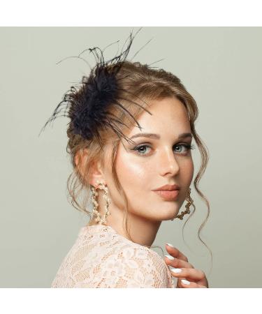 OIIKI 2Pcs Black Ostrich Hair Clip Feather Hairgrip - Retro Hair Jewelry for Women | Perfect for Bride, Party, Festival or Special Occasion - Buy Online on GoSupps.com