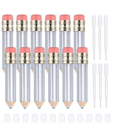 12 Pieces Pencil Shaped Empty Lip Gloss Tubes Containers 5 ml Clear Mini Refillable Lip Oil Bottles with 3 ml Dropper for Travel Split Charging DIY Makeup