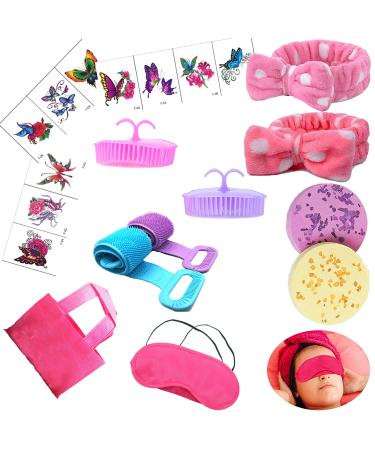 Deluxe 40+PCS Girls Colourful Bath Set for Teens - Spa Kit with Mask, Headband, Bath Bomb, Scrubber, Hair Brush, Bag & Body Decal - Perfect for Birthday Spa Party - Red Rose - Buy Online on GoSupps.com