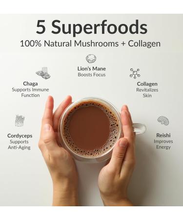 BIOptimizers Mushroom Coffee Alternative Chocolate Drink Lion s Mane Chaga Reishi + Collagen Peptides for Focus Energy & Gut Health Adaptogenic Mushrooms & MCT Powder 15 Servings Chocolate - 15 Servings - Buy Online on GoSupps.com