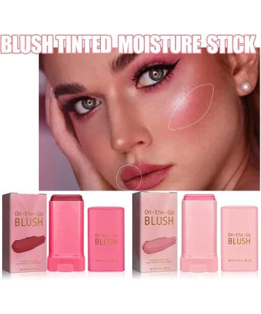 2PCS Cream Blush Stick Smooth Blush Stick Waterproof Moisturizer Stick Matte Highlighter Stick Natural Nude Makeup for Cheek Eyes Lips Red 19 g (Pack of 2) Red - Buy Online on GoSupps.com
