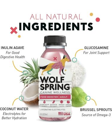 Natural Wolf Spring Dog Food Supplement for Adult Dogs | Skin, Coat & Joint Support | Digestive Health Multivitamin with Omega-3 | Plant Based Additive | 10oz (Pack of 24) - Buy Online on GoSupps.com
