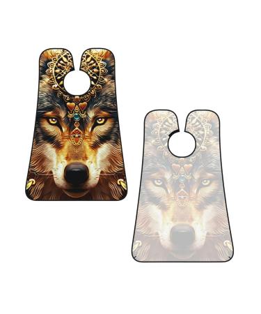 Elegant Wolf Print Beard Bib Apron - Non-Stick Hair Catcher for Men | Perfect Shaving Gift | One Size Black - Buy Online on GoSupps.com