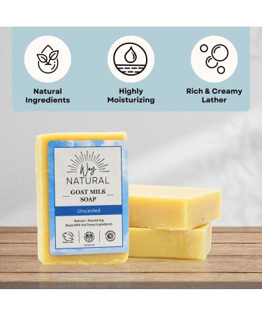 Way Natural Unscented Goat Milk Soap Bars - Moisturizing and Nourishing Body Soap for Women and Men - Handmade in USA - Cruelty Free and Organic - 3 Pack - Buy Online on GoSupps.com