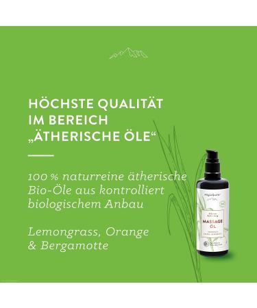 Allg gequelle Bio Massage Oil 100ml | Natural Essential Oils & Body Moisturizer | Lemongrass Orange Bergamot Jojoba Avocado Shea | Refresh & Rejuvenate Your Skin - Buy Online on GoSupps.com