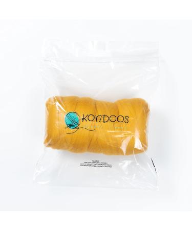 Kondoos Mustard Wool Roving 1 lb - Ideal for Needle Felting, Wet Felting, Handcrafts & Spinning - Buy Online on GoSupps.com