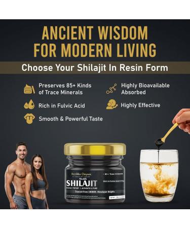 AYUSHKA ORGANIC Himalayan Shilajit Resin 20g Natural Wellness Support & Daily Vitality Booster for Men & Women 20g Rich Resin for Everyday Vitality & Balance - Buy Online on GoSupps.com
