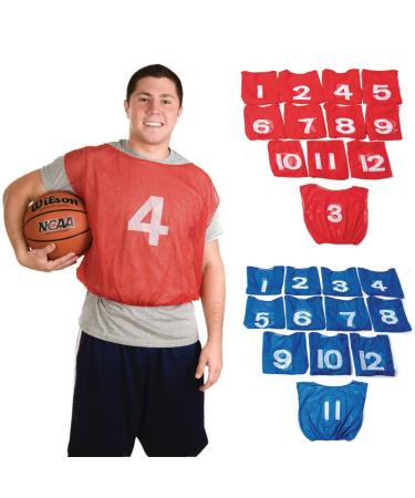 Spectrum Adult Numbered Mesh Pinnies, Red (Set of 12)