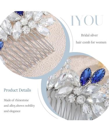IYOU Crystal Bridal Hair Comb Blue Wedding Side Combs Sparkly Rhinestone Headpiece Prom Bride Bridesmaid Hair Accessories for Women - Buy Online on GoSupps.com