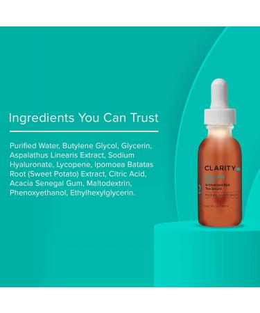 ClarityRx Take Care Daily Antioxidant Red Tea Face Serum Natural Plant-Based Hydrating & Anti-Aging Facial Treatment for Environmental Protection 1 Fl Oz (Pack of 1) - Buy Online on GoSupps.com