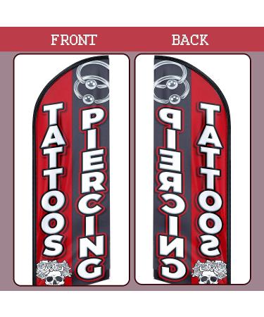 QSUM Tattoos and Piercing Themed Swooper Flag  11FT Tattoos and Piercing Advertising Feather Flag with Pole Kit  Ground Spike and Hand Bag  Tattoos and Piercing Banner Signs for Businesses and Storefronts - Buy Online on GoSupps.com