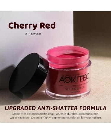 Aokitec Dip Powder 28g Classic Cherry Red Acrylic Dip Powder for Long-lasting Nail Art Strong Dip Nails Nail Powder for Nail Starter & Professional Home DIY Salon Use Quick Air Dry 03-Classic Cherry Red - Buy Online on GoSupps.com