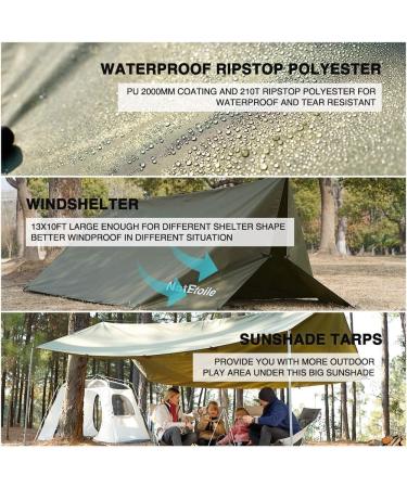 NatEtoile Camping Tarps 13x10ft Hammock Rain Fly  Heavy Duty Waterproof Rain Fly Cover for Hammock Camping  Tarp for Under Tent  Hammock Tarp for Camping  Hiking  Backpacking - Buy Online on GoSupps.com