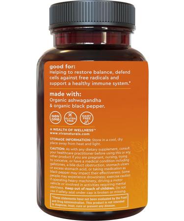 Organic Ashwagandha Supplement with Black Pepper - 2250mg Root Powder, Antioxidant & Immune Support - 90 Tablets - Buy Online on GoSupps.com