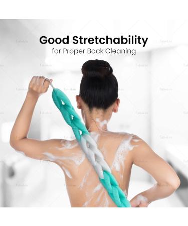 Luxury Back Scrubber Loofah Belt - Stretchable 9 Knots Bath Sponge for Men & Women | Aqua Green - Buy Online on GoSupps.com
