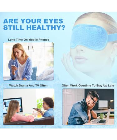 CandyFouse 2 Pack Gel Eye Mask - Reduce Dark Circles - Reusable Cold/Hot - Plush Fabric - Women Eye SPA - Stress Relief - Beauty Care - Blue (2PCS) - Buy Online on GoSupps.com