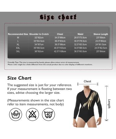 Aislor Men's Black Long Sleeve V-Neck Leotard Bodysuit Shirt - 3X-Large - Buy Online on GoSupps.com