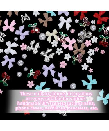 3D Bows Nail Charms - Pink Red White Black & Mixed Colors | Butterfly & Cherry Nail Art Gems for DIY Nail Decor - Buy Online on GoSupps.com