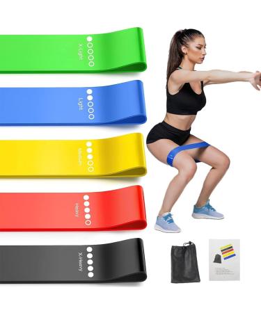 Exercise Bands Resistance Bands for Exercise Set of 5 Elastic Workout Bands for Exercise Training Stretch Training Fitness Pilates Physical Therapy Rehab Yoga with Resistance Bands Carrying Bag