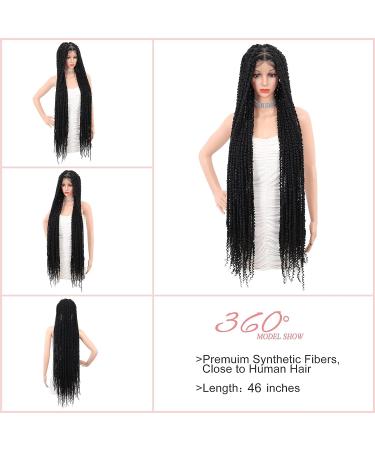 Kalyss Triangle Knotless Twist Braided Wig Full Lace Front with Baby Hair - Black-1B - Buy Online on GoSupps.com