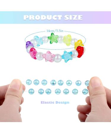 Hicarer 20 Pieces Girl Beaded Bracelets Cute Rainbow Bead Bracelets Colorful Bracelets Princess Bracelets Stretchy Bead Bracelets for Prince Birthday Present (Elegant Style) - Buy Online on GoSupps.com