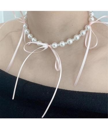 Buy OralGos Fashion Women's Ribbon Necklace | Elegant Bow & Pearl Pendant | Unique Fringe Design - International Shipping Available - Buy Online on GoSupps.com