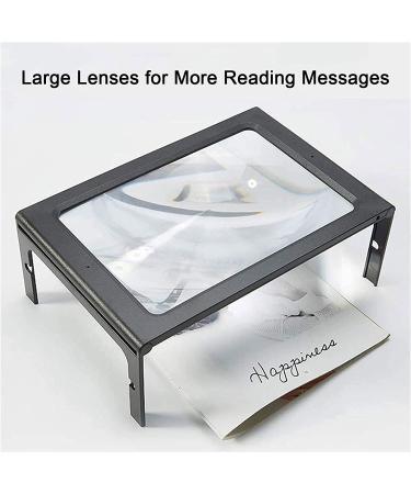Hanme 5X LED Lighted Full Page Reading Magnifier for Low Vision Seniors - Hands-Free Rectangular Magnifying Glass for Repair and Observation - Buy Online on GoSupps.com
