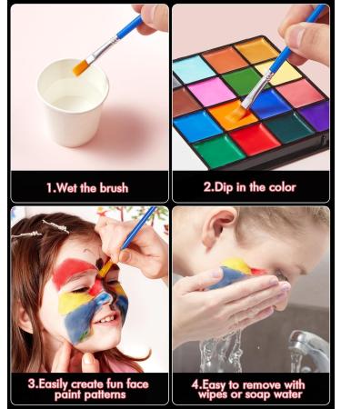 Lictin 18 Color Rainbow Face and Body Painting Kit | Safe & Non-Toxic Water-Based Paint | Halloween Christmas Cosplay Makeup Set with Brushes - Buy Online on GoSupps.com
