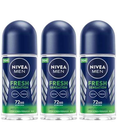 Nivea Men Fresh Sensation Deodorant Roll on 1.7 fl oz Pack of 3