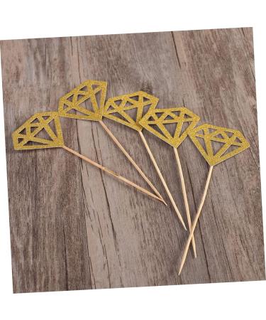 SEWACC 100 Pcs Diamond Dessert Topper Diamond Cupcake Topper Diamond Shape Diamond Cake Topper Decorations Gem Happy Birthday Cake Food Diamond Dessert Picks Fondant Topper Set Fruit Goldenx2pcs mediumx2pcs - Buy Online on GoSupps.com