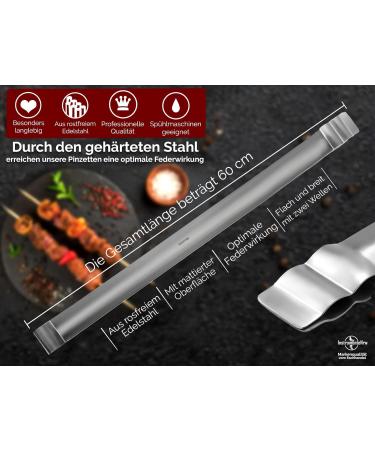 Premium 60cm Stainless Steel Kitchen Tweezers & Grill Tongs - Reversible Design for Precision Cooking - Shop Internationally - Buy Online on GoSupps.com