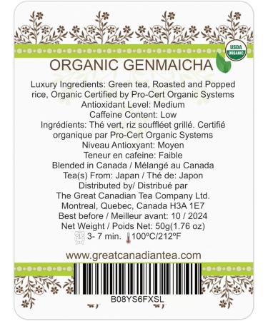 The Great Canadian Tea Company Ltd. - Organic Genmaicha 100 gram - Rice Tea with Green Tea Leaf - Buy Online on GoSupps.com