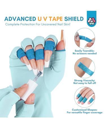Saviland UV Gloves for Gel Nails - UPF200+ UV Nail Gloves with UV Tape, Finger Gloves for Nail Light Curing and Skin Care - Blue (Gift for Women) - Buy Online on GoSupps.com