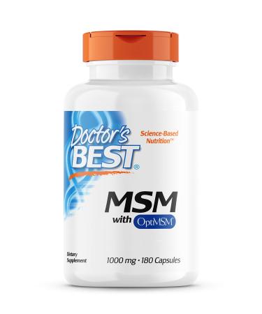 Doctor's Best MSM with OptiMSM 1000 mg 180 Capsules Highly Dosed Laboratory Tested SOYA Free Gluten Free Non-GMO Natural Sulphur