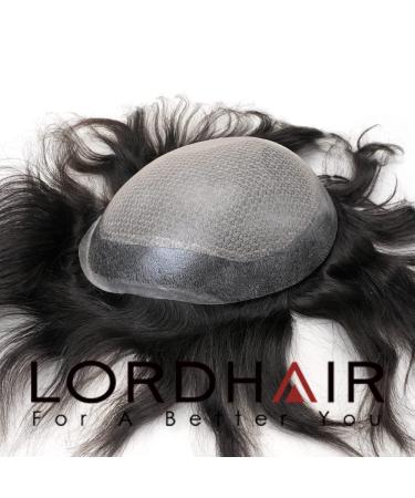 Shop Lordhair Knotless Toupet for Men - Skin Injects Human Hair System 8x10 inch Light Medium Density Off Black 1B# - Buy Online on GoSupps.com