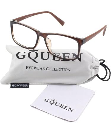 GQUEEN Large Frame Horn Glasses - Stylish UV400 Fake Glasses for Women & Men | Trendy Nerd Style in Brown - Buy Online on GoSupps.com