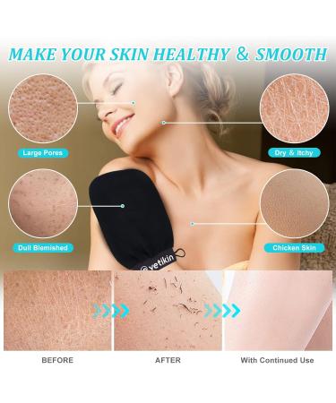 Korean Exfoliating Mitt 2 Pack for Body Skincare and Dead Skin Removal - Black & Blue Exfoliating Gloves for Microdermabrasion at Home Bath Shower - Ideal for Women and Men - Buy Online on GoSupps.com