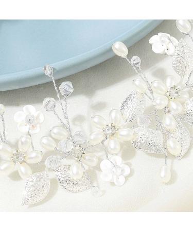 Yean Pearl Wedding Headband - Silver Flower Bridal Hair Accessories for Women and Girls - Buy Online on GoSupps.com