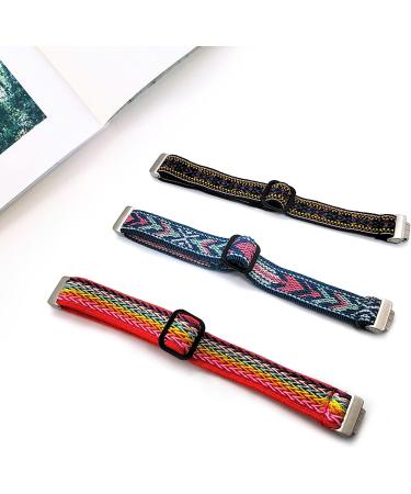 3 Pack Adjustable Fitbit Inspire 2 Bands - Ethnic Blue, Arrow Green, Red | Compatible with Fitbit Inspire HR/Inspire - Soft Loop Nylon Fabric Straps for Women/Men - Buy Online on GoSupps.com