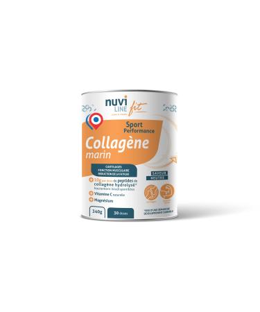 Nuviline Fit - Marine Sport Collagen - Hydrolyzed Collagen Powder - Organic Vitamin C + Magnesium - Muscle & Fatigue - Pre/Post Workout - Premium Quality - Made in France - 340 g (30 Doses)