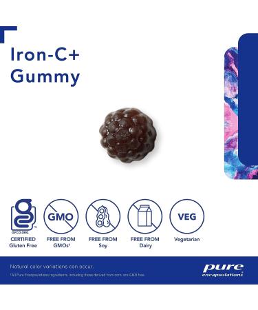 Pure Encapsulations Iron-C+ Gummy | 60 Gummies | Supports Healthy Red Blood Cell Function | Raspberry Flavor - Buy Online on GoSupps.com