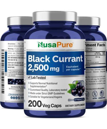 Black Currant Oil 2500mg | 200 Vegan Capsules | Non-GMO & Gluten-Free - Buy Online on GoSupps.com