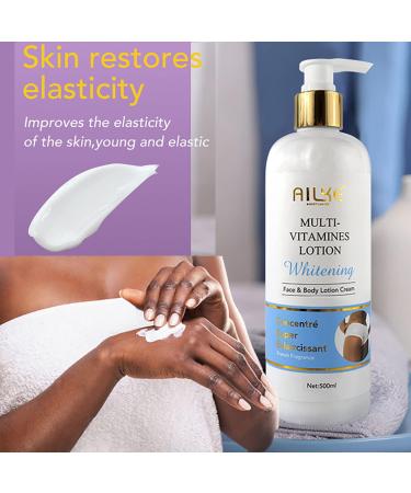 Multi-Vitamin Brightening And Moisturizing Body Lotion Not Greasy With Glutathione Hyaluronic Acid Suitable For Elbows Knuckles Arms Legs. Women's Skin Care 500ML 17.6oz - Buy Online on GoSupps.com