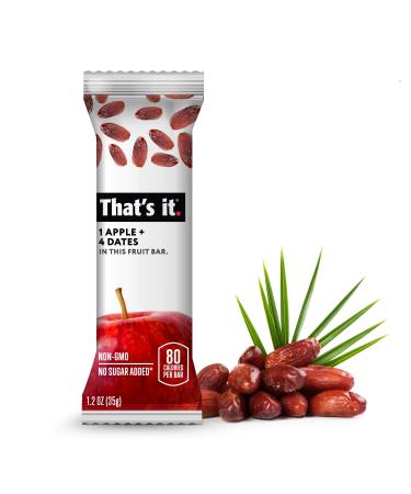 That's it. Apple + Dates 100% Natural Real Fruit Bar, Best High Fiber Vegan, Gluten Free Healthy Snack, Paleo for Children & Adults, Non GMO Sugar-Free, No Preservatives Energy Food (12 Pack)