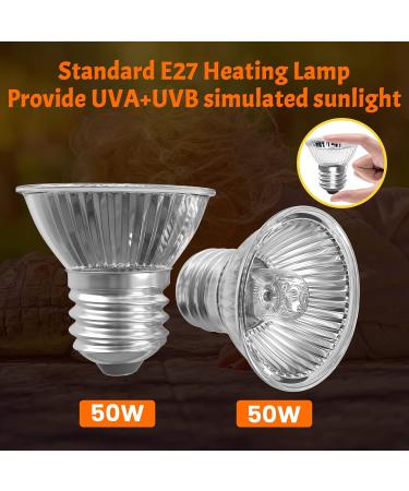 Luxvista Pet Heat Lamp Holder Ceramic Heater Bracket for Reptiles Tortoise Pet Heat Lamp with 2 Pack 50W E27 Heat Lamp Bulb - Buy Online on GoSupps.com