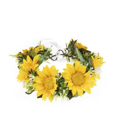 DreamLily Sunflower Floral Crown Maternity Woodland Rose Flower Girl Crown Hair Wreath Festival headpiece DFS29 (Yellow)