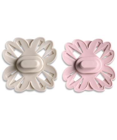 Mamillu Flurry-symmetrical baby pacifier 2 pieces BPA-free medical silicone made in EU size 2 (6-18 months) Vanilla Cream/Rose Blush