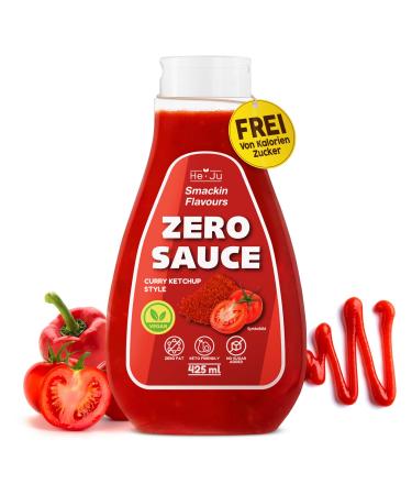 Zero Curry Ketchup Sauce, 1x 425ml Light Sauce, No Fat & No Added Sugar, Vegan & Gluten Free, Keto Friendly (425ml (1 Pack),