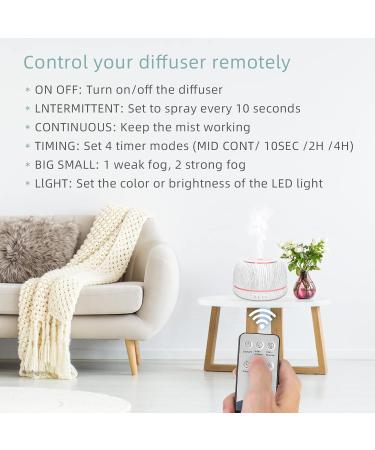 TAIGUCAT 300ML Wood Grain Aromatherapy Diffuser - 8 Hours Air Humidifier with Remote Control and 7 Colors LED Light - USB-C Power - Ideal for Room & Office - White Wood Grain - Buy Online on GoSupps.com
